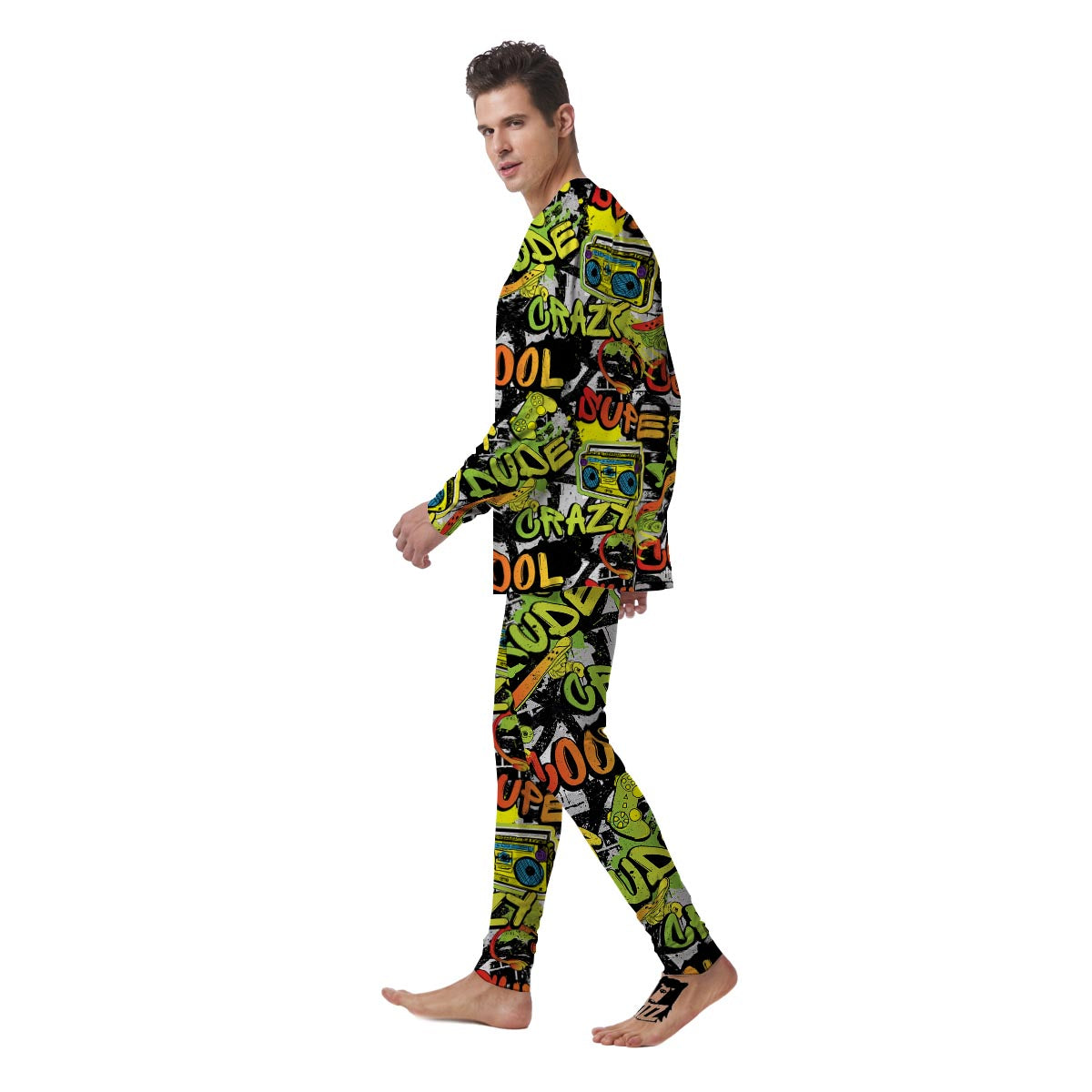 Abstract Graffiti Drips Print Men's Pajamas-grizzshop