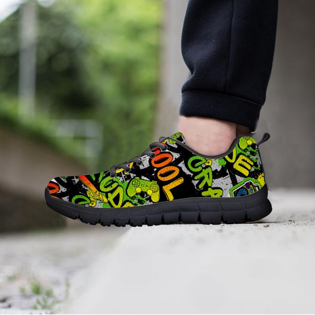 Abstract Graffiti Drips Print Men's Sneakers-grizzshop