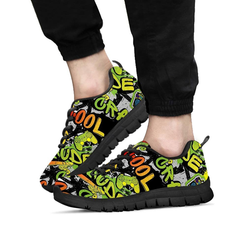 Abstract Graffiti Drips Print Men's Sneakers-grizzshop