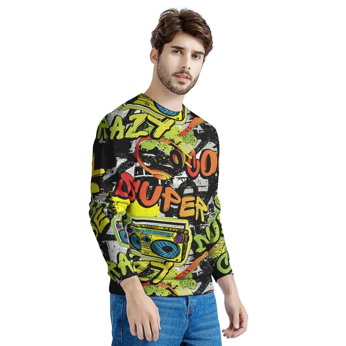 Abstract Graffiti Drips Print Men's Sweatshirt-grizzshop