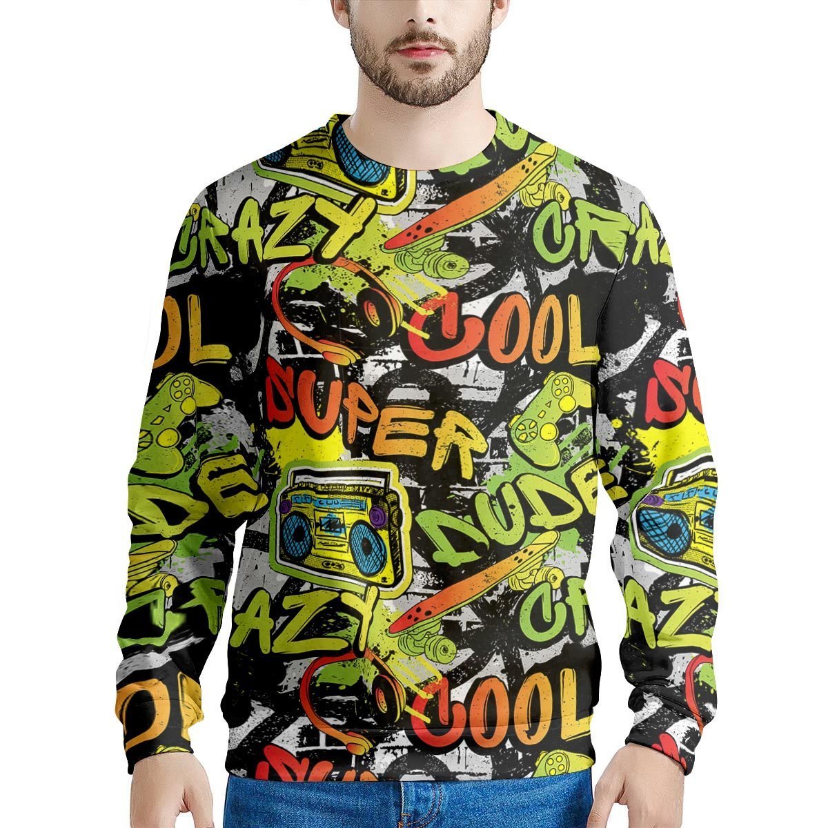 Abstract Graffiti Drips Print Men's Sweatshirt-grizzshop