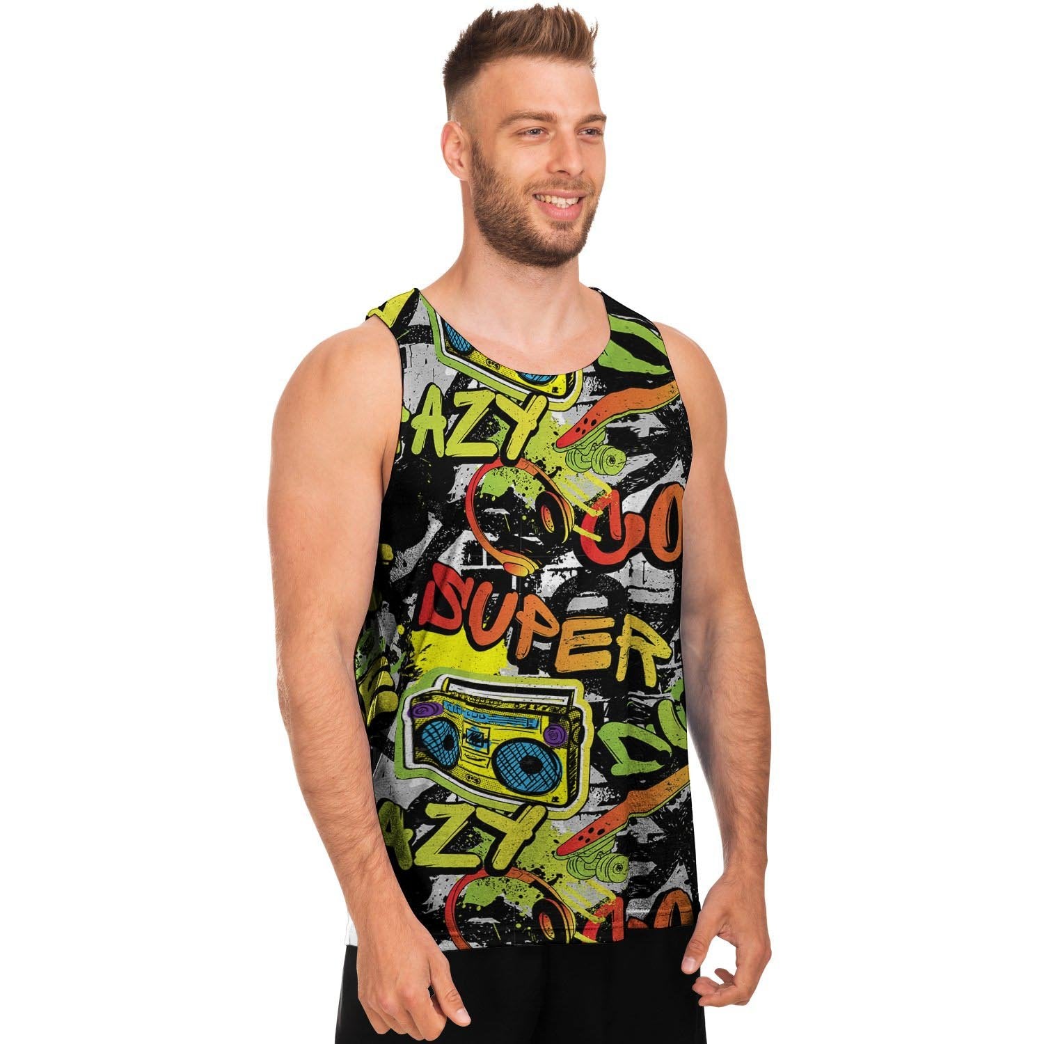 Abstract Graffiti Drips Print Men's Tank Tops-grizzshop