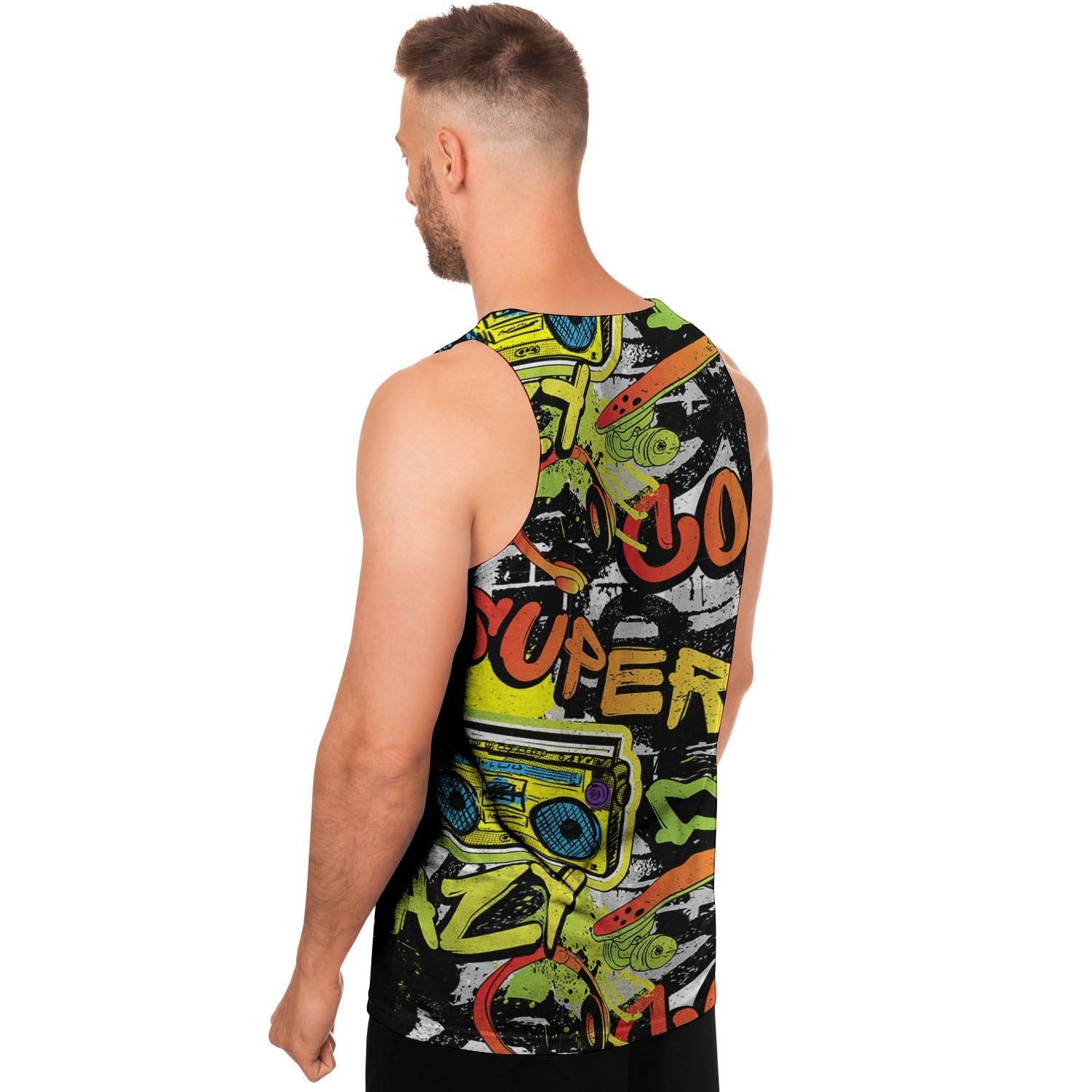 Abstract Graffiti Drips Print Men's Tank Tops-grizzshop