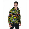 Abstract Graffiti Drips Print Men's Zip Up Hoodie-grizzshop