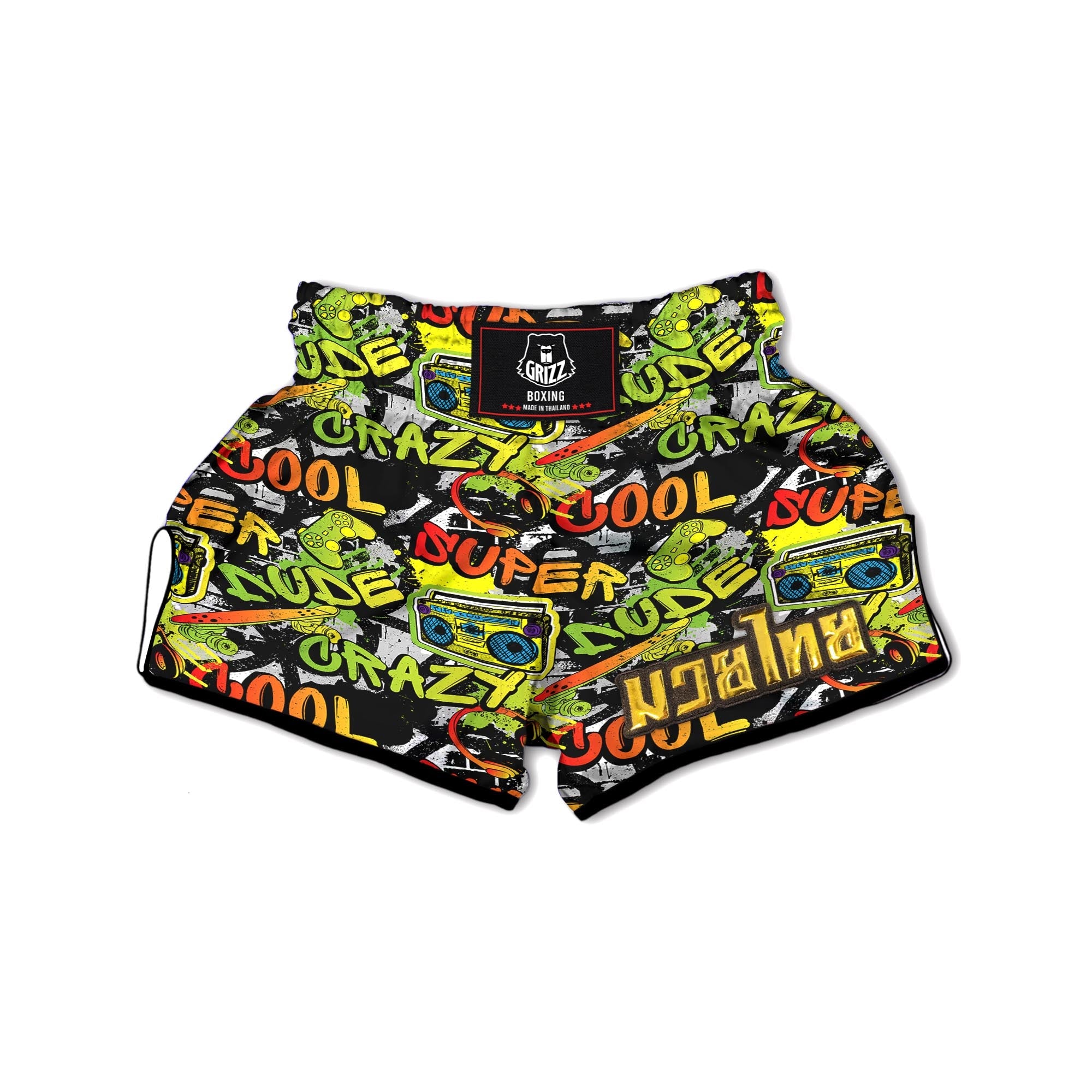 Abstract Graffiti Drips Print Muay Thai Boxing Shorts-grizzshop