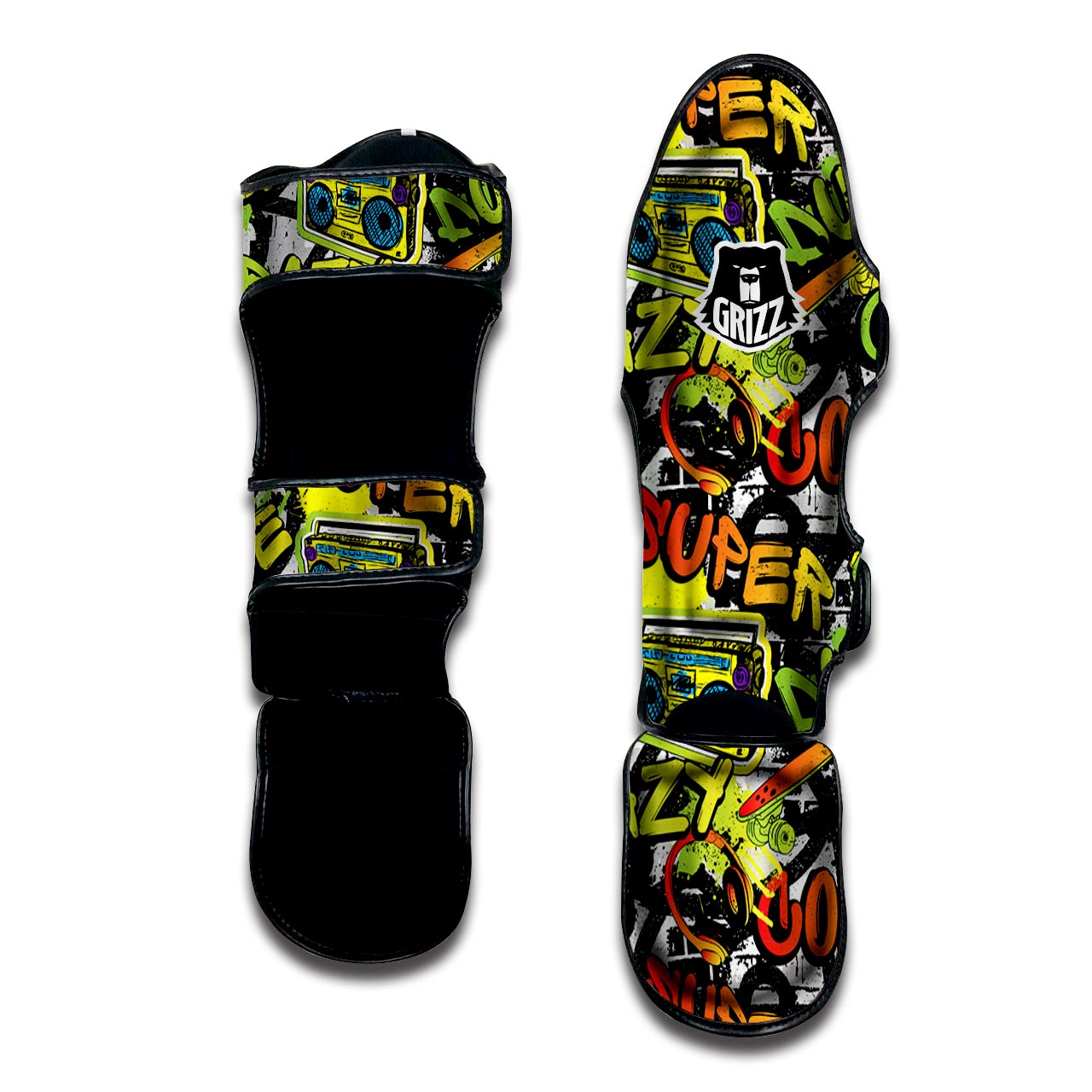 Abstract Graffiti Drips Print Muay Thai Shin Guard-grizzshop