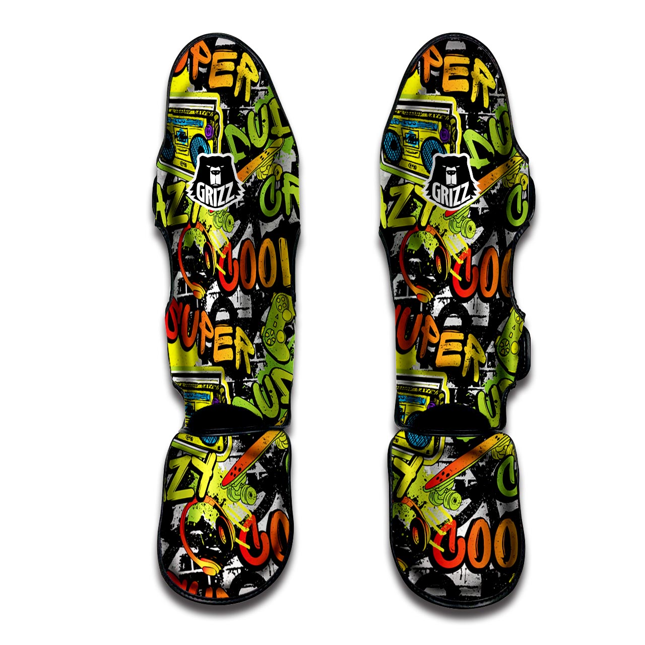 Abstract Graffiti Drips Print Muay Thai Shin Guard-grizzshop