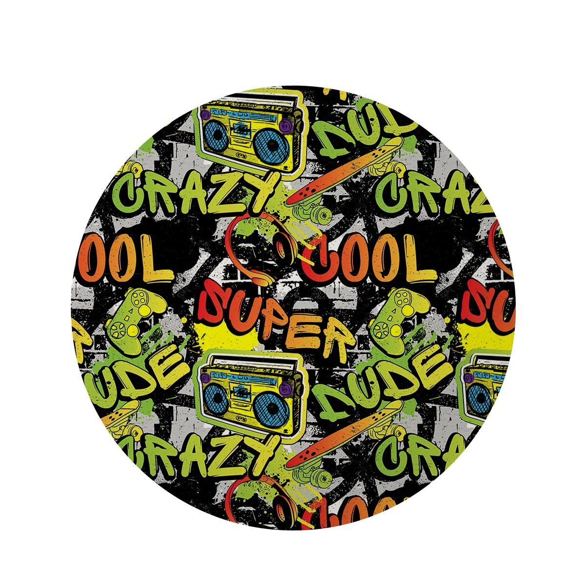 Abstract Graffiti Drips Print Round Rug-grizzshop