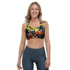 Abstract Graffiti Drips Print Sports Bra-grizzshop