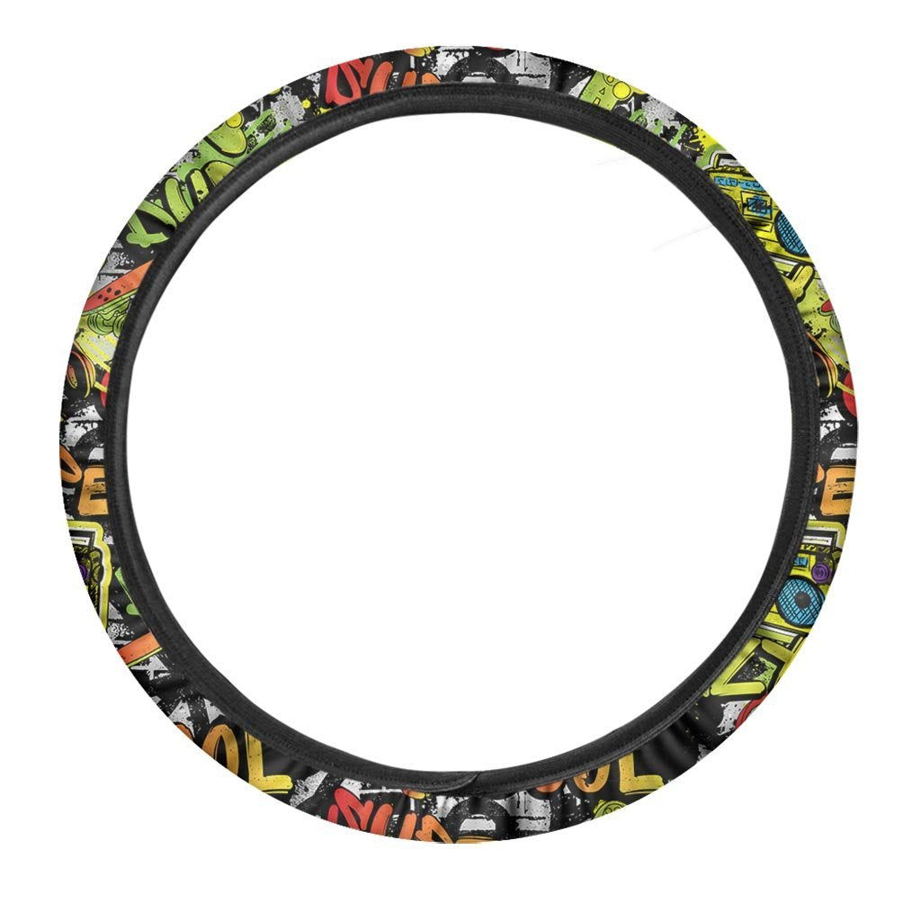 Abstract Graffiti Drips Print Steering Wheel Cover-grizzshop