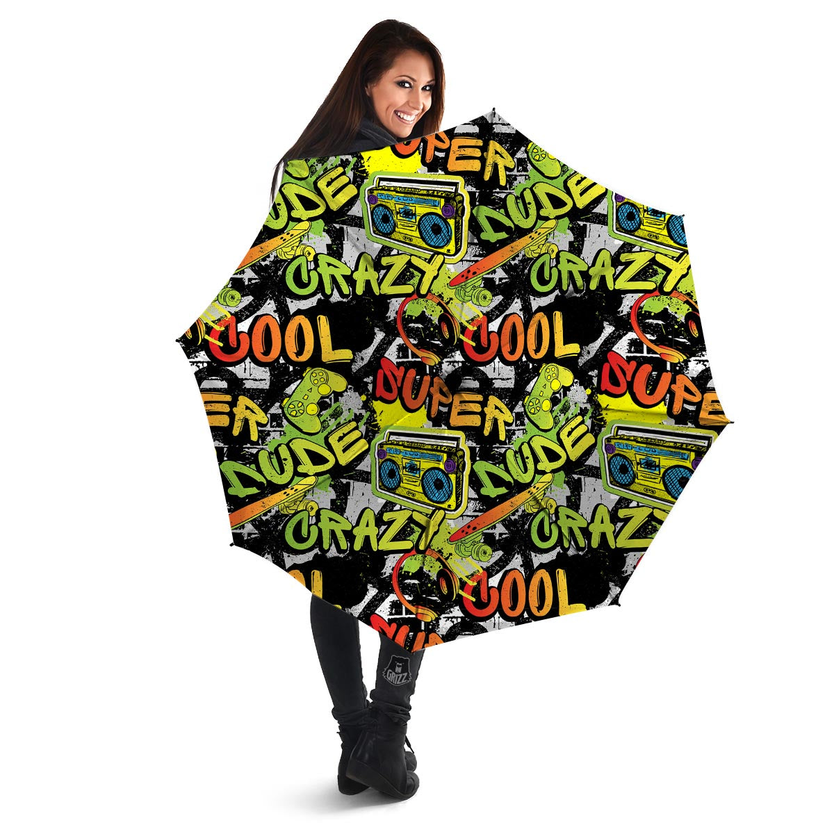 Abstract Graffiti Drips Print Umbrella-grizzshop