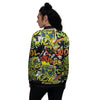 Abstract Graffiti Drips Print Women's Bomber Jacket-grizzshop