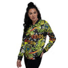Abstract Graffiti Drips Print Women's Bomber Jacket-grizzshop