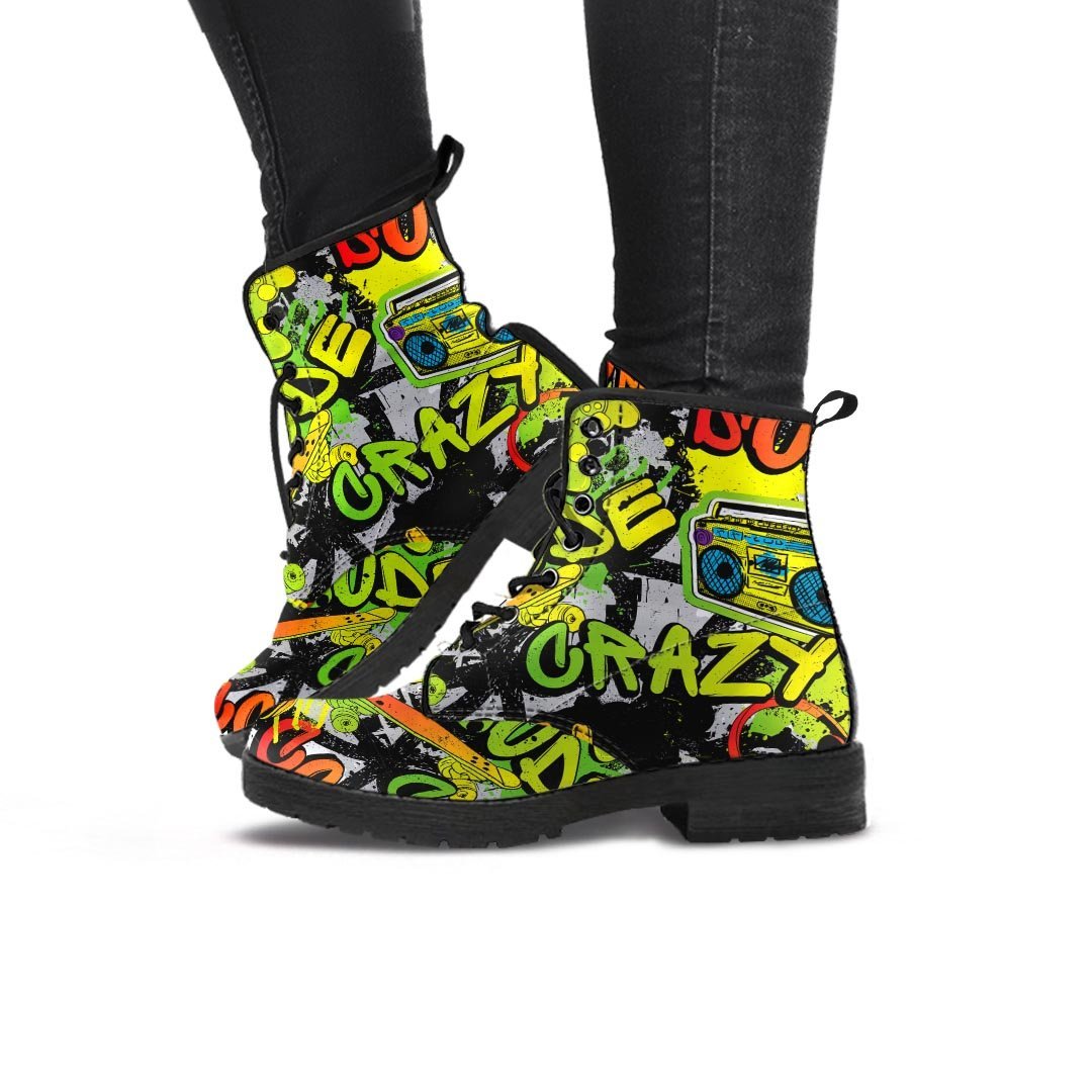 Abstract Graffiti Drips Print Women's Boots-grizzshop