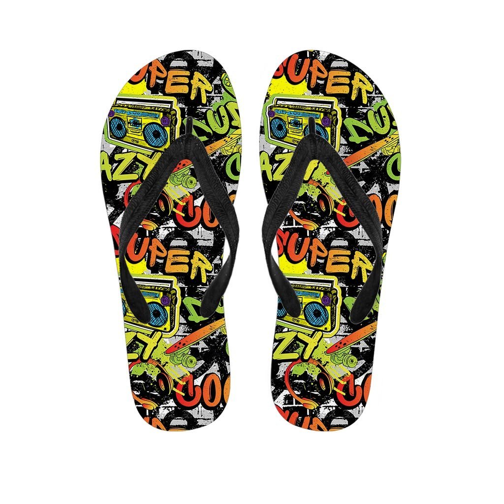 Abstract Graffiti Drips Print Women's Flip Flops-grizzshop
