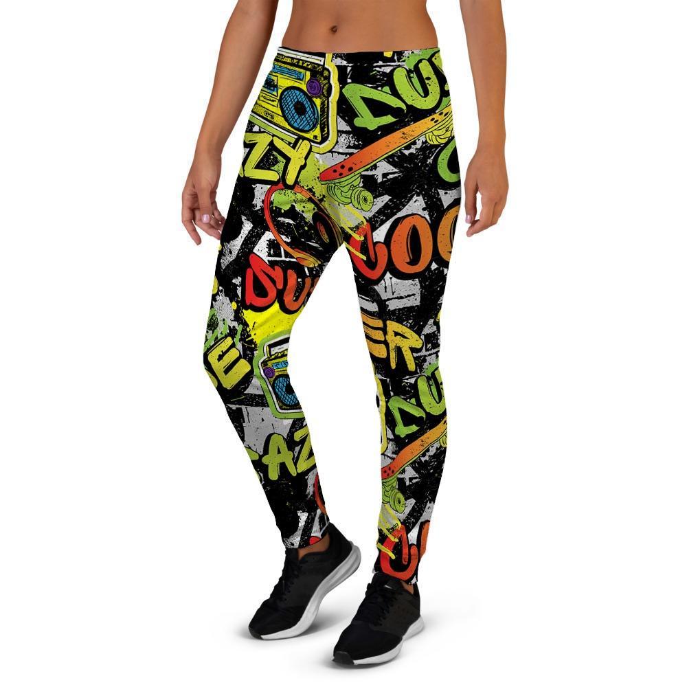 Abstract Graffiti Drips Print Women's Joggers-grizzshop