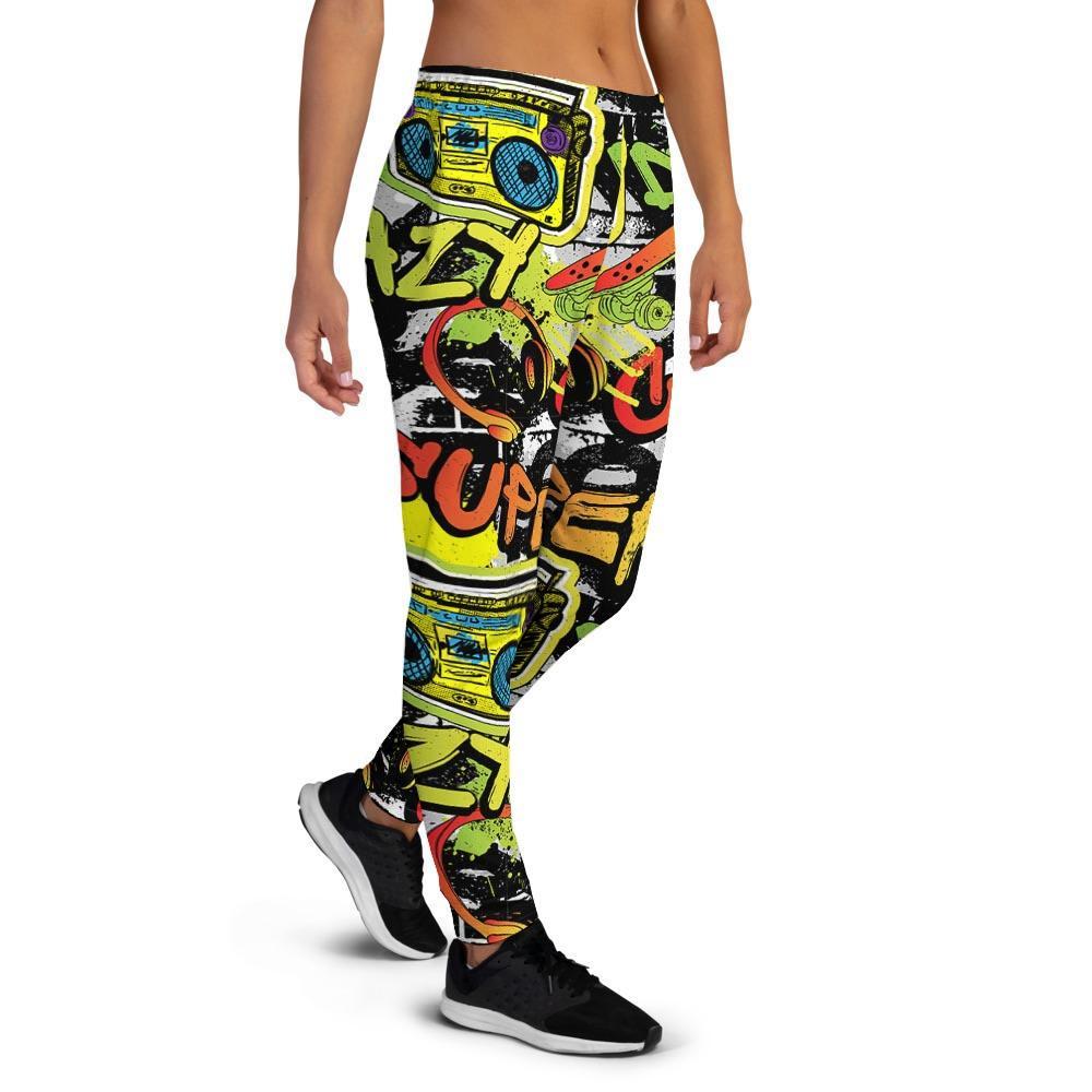 Abstract Graffiti Drips Print Women's Joggers-grizzshop