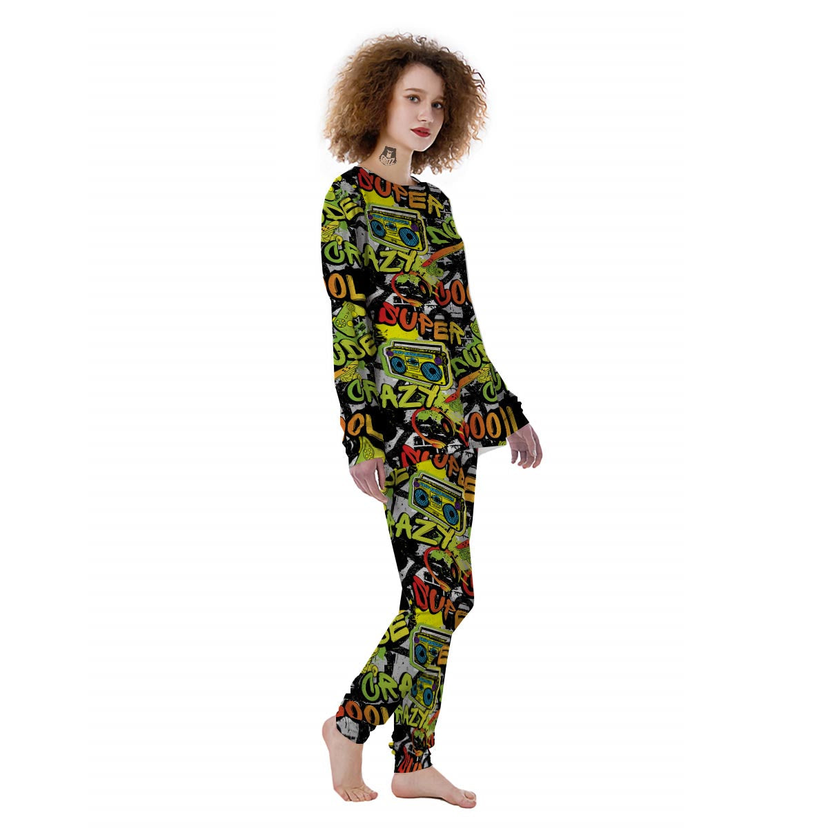 Abstract Graffiti Drips Print Women's Pajamas-grizzshop