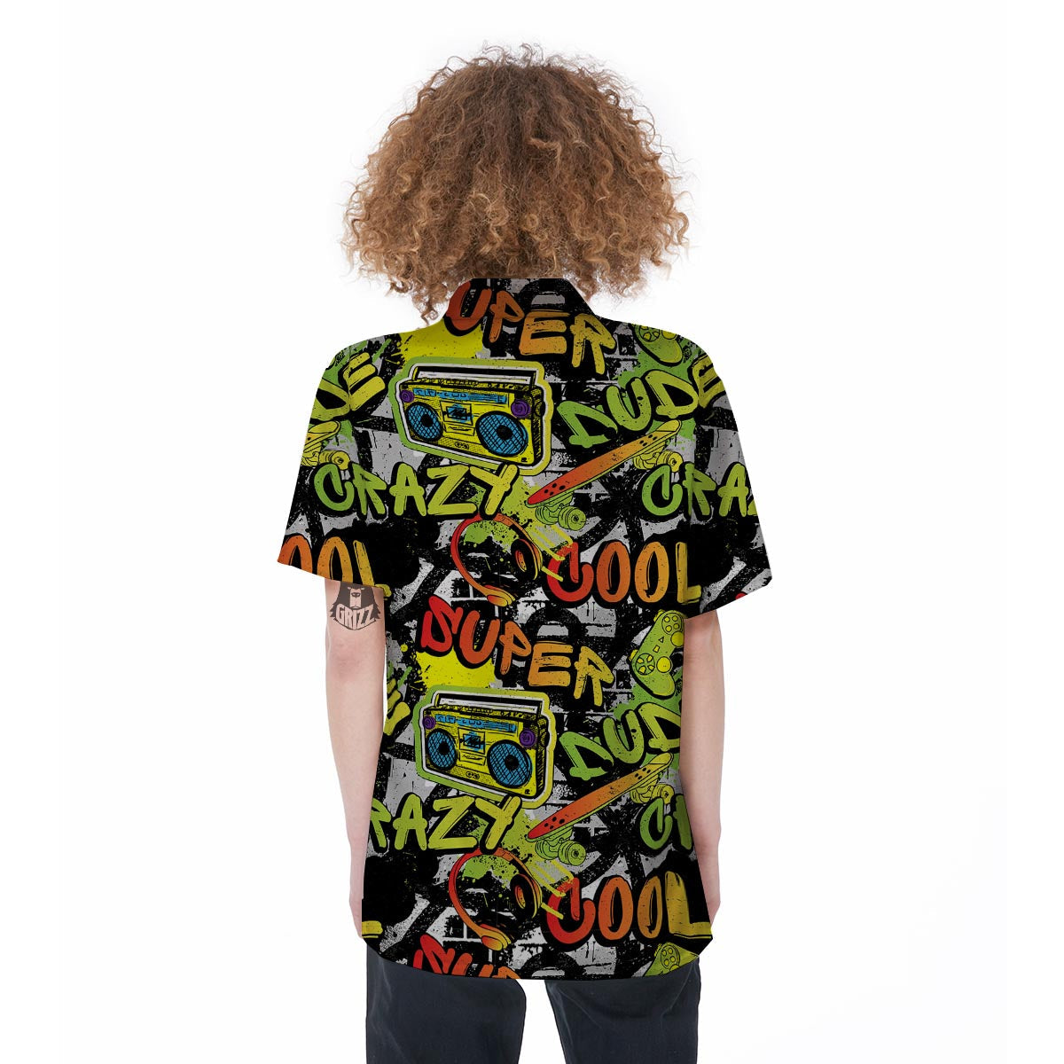 Abstract Graffiti Drips Print Women's Short Sleeve Shirts-grizzshop