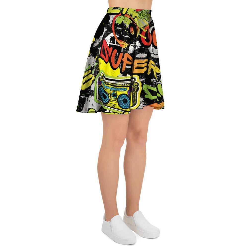 Abstract Graffiti Drips Print Women's Skirt-grizzshop