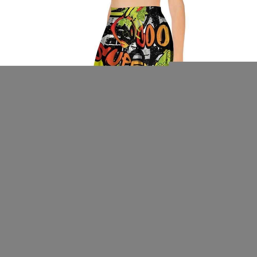 Abstract Graffiti Drips Print Women's Skirt-grizzshop