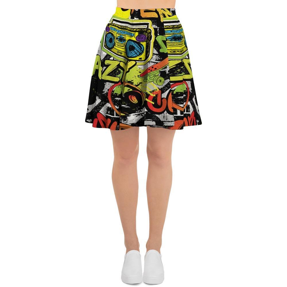 Abstract Graffiti Drips Print Women's Skirt-grizzshop