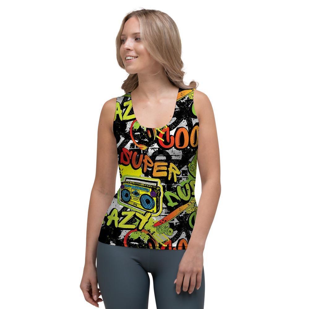 Abstract Graffiti Drips Print Women's Tank Top-grizzshop