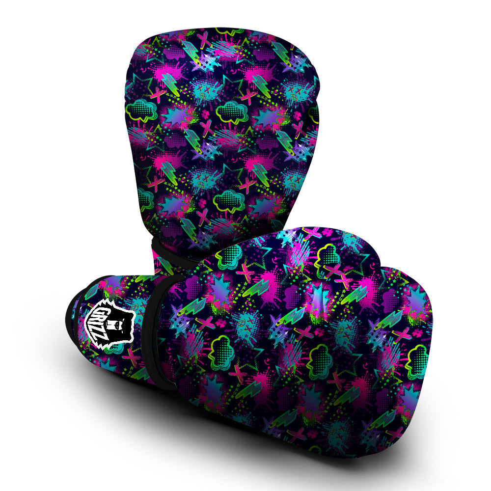 Abstract Graffiti Emoji Print Pattern Boxing Gloves-grizzshop