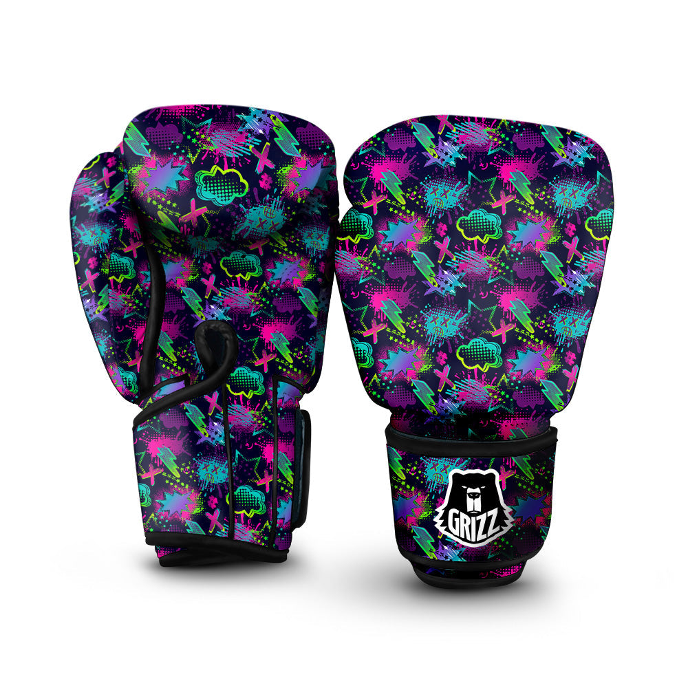 Abstract Graffiti Emoji Print Pattern Boxing Gloves-grizzshop