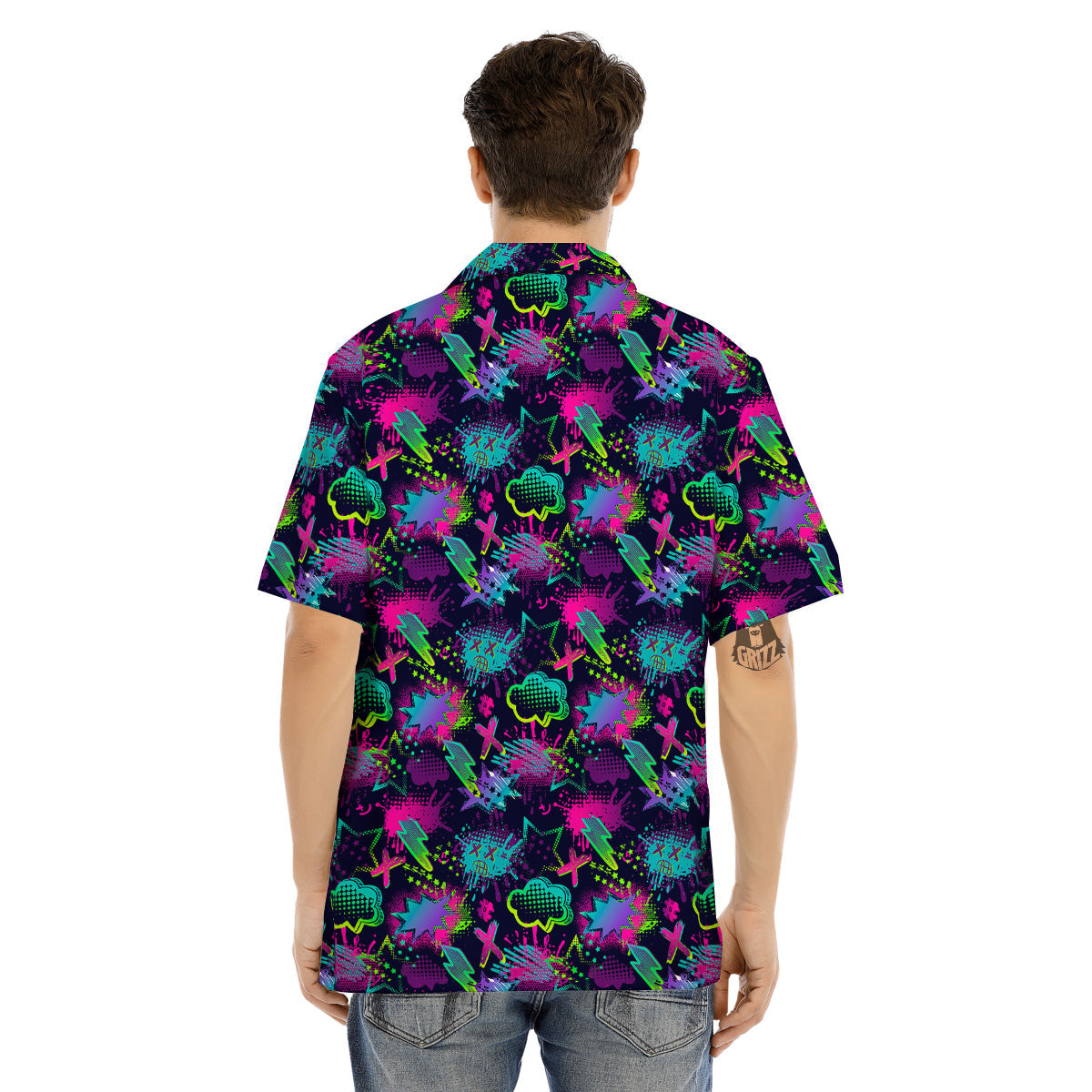 Abstract Graffiti Emoji Print Pattern Men's Hawaiian Shirt-grizzshop