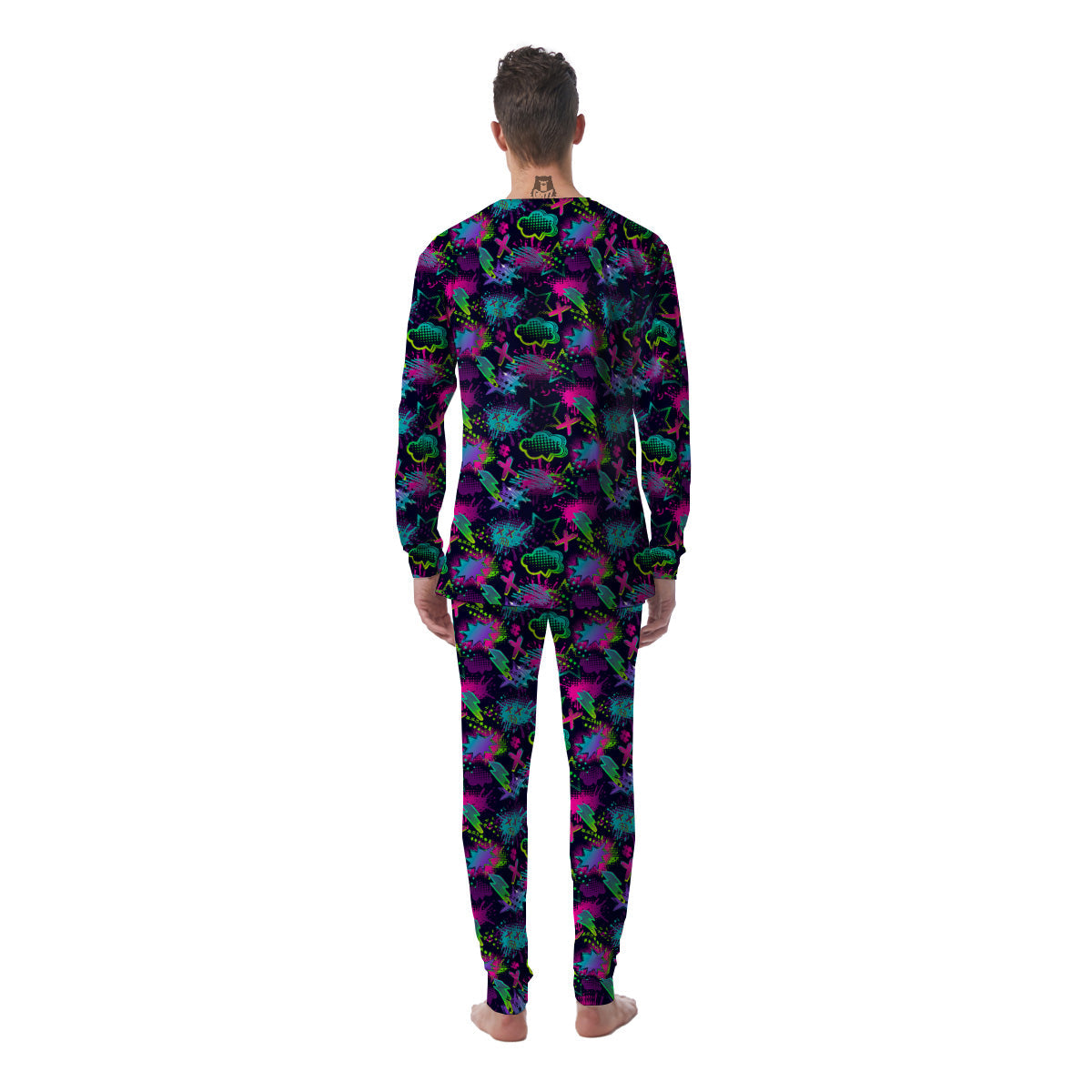 Abstract Graffiti Emoji Print Pattern Men's Pajamas-grizzshop