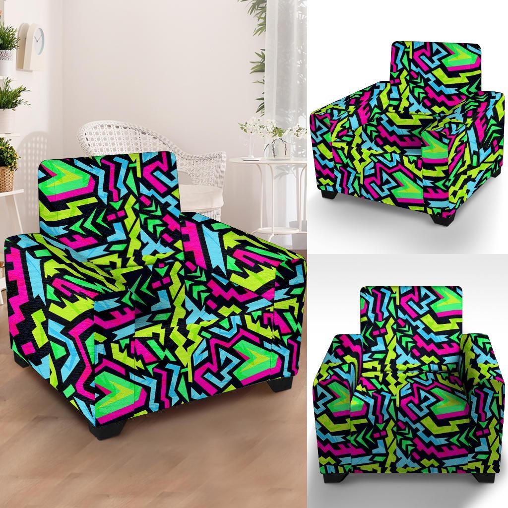 Abstract Graffiti Geometric Armchair Cover-grizzshop