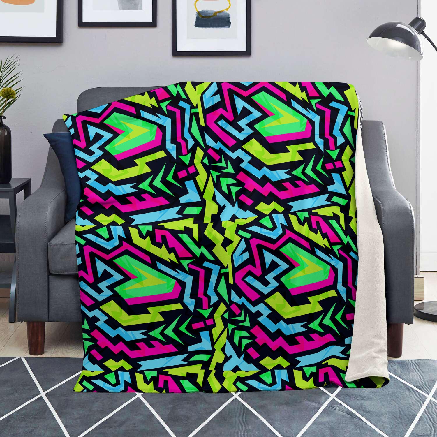 Abstract Graffiti Geometric Blanket-grizzshop