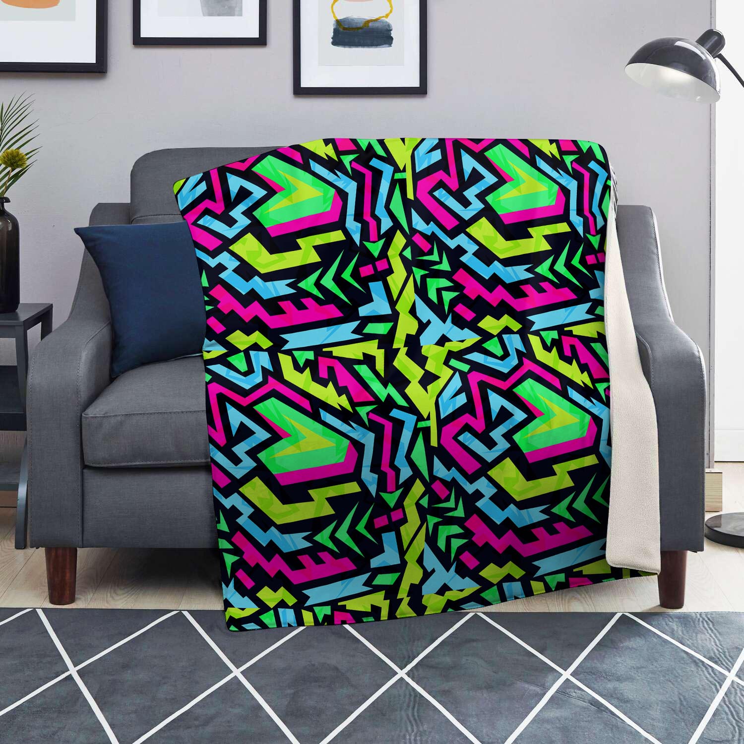 Abstract Graffiti Geometric Blanket-grizzshop