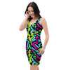 Abstract Graffiti Geometric Bodycon Dress-grizzshop