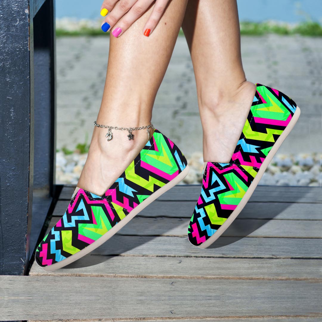 Abstract Graffiti Geometric Canvas Shoes-grizzshop