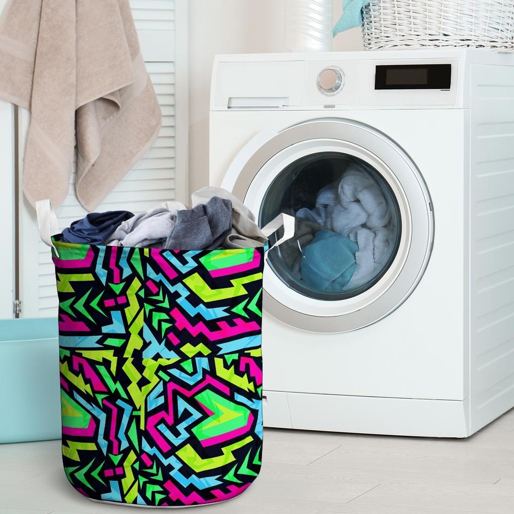 Abstract Graffiti Geometric Laundry Basket-grizzshop