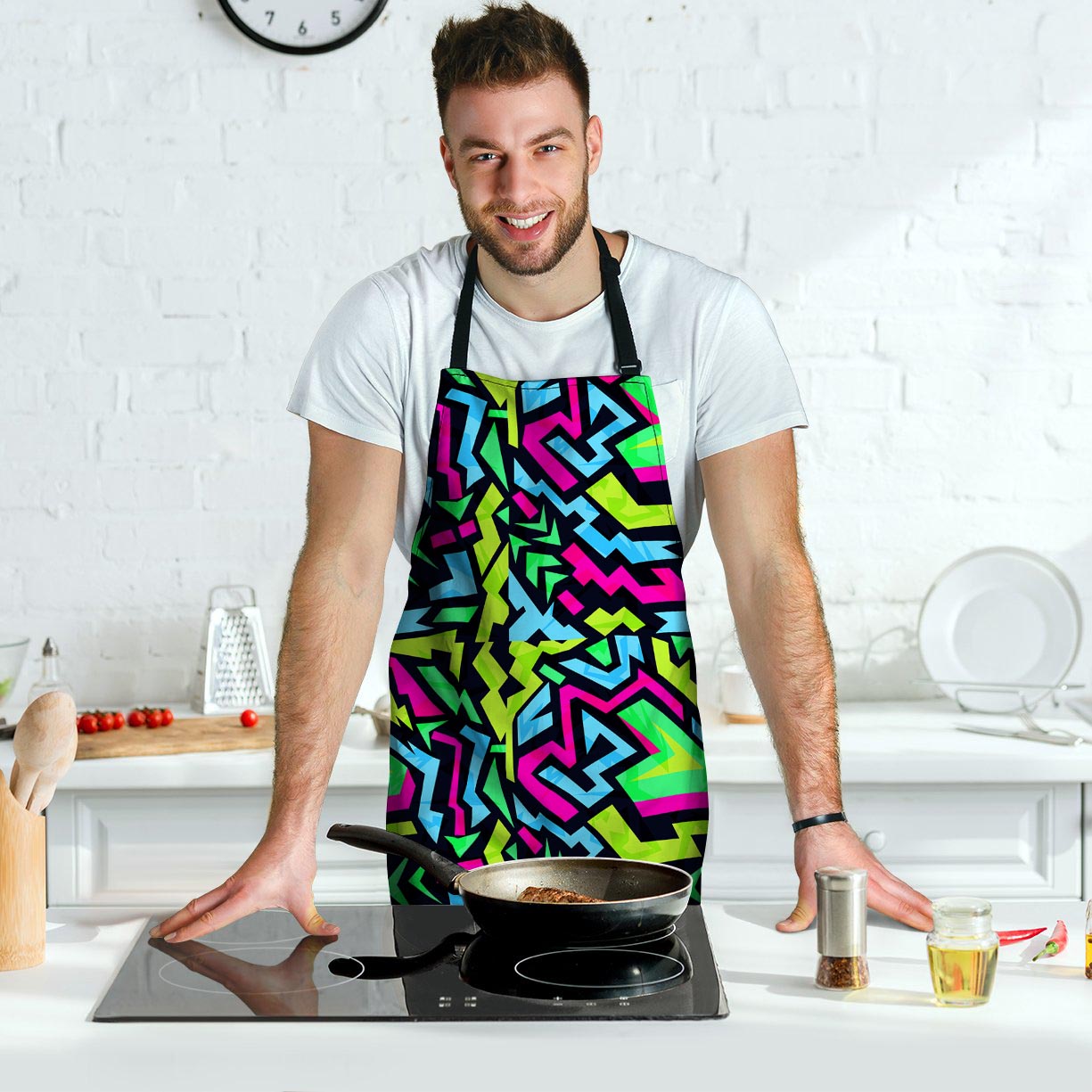 Abstract Graffiti Geometric Men's Apron-grizzshop