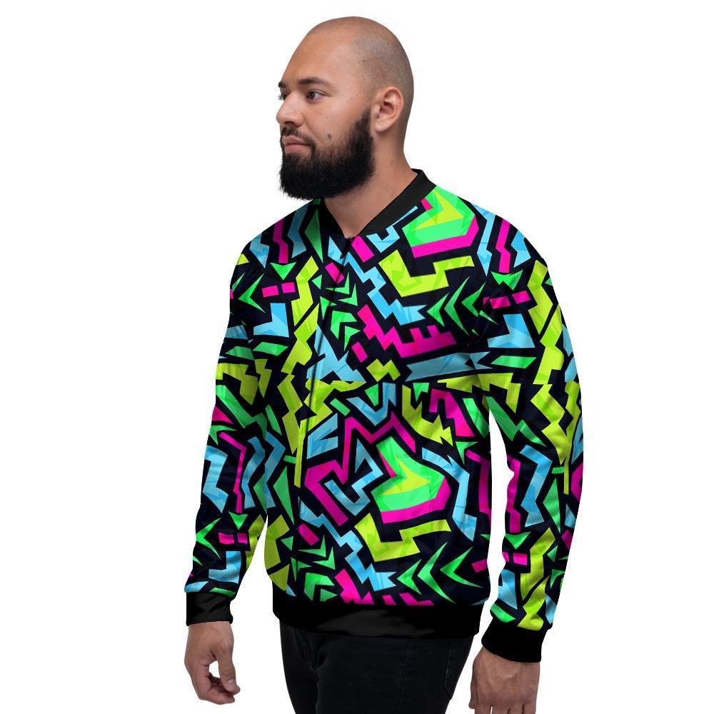 Abstract Graffiti Geometric Men's Bomber Jacket-grizzshop