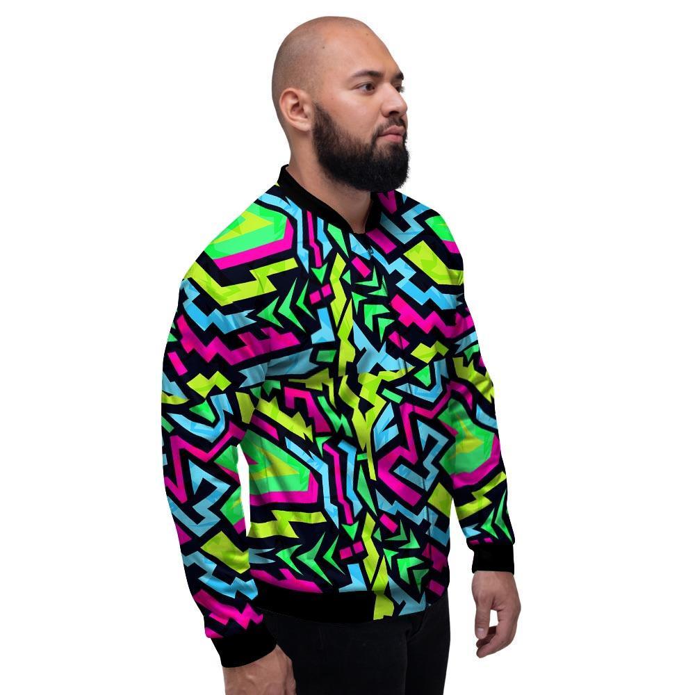 Abstract Graffiti Geometric Men's Bomber Jacket-grizzshop