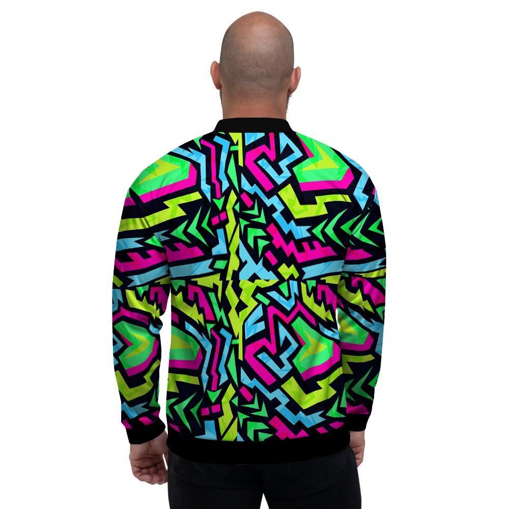 Abstract Graffiti Geometric Men's Bomber Jacket-grizzshop