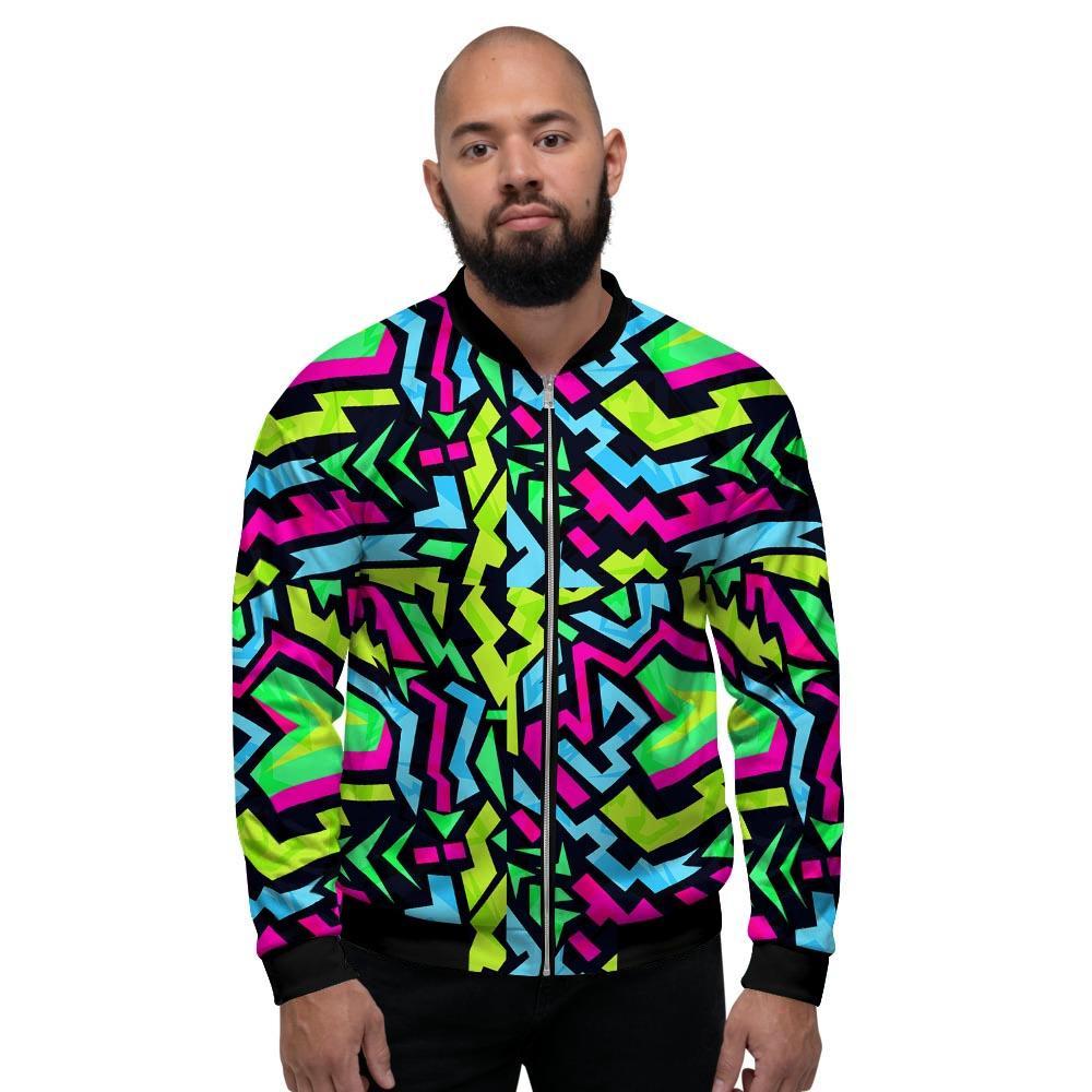 Abstract Graffiti Geometric Men's Bomber Jacket-grizzshop