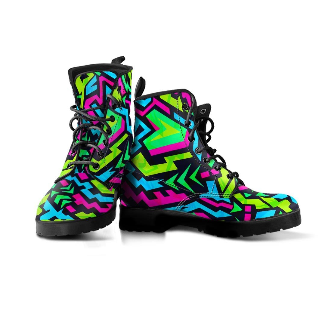 Abstract Graffiti Geometric Men's Boots-grizzshop