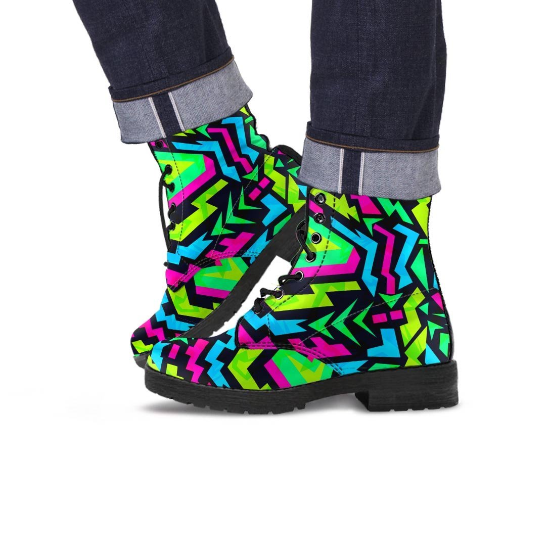 Abstract Graffiti Geometric Men's Boots-grizzshop