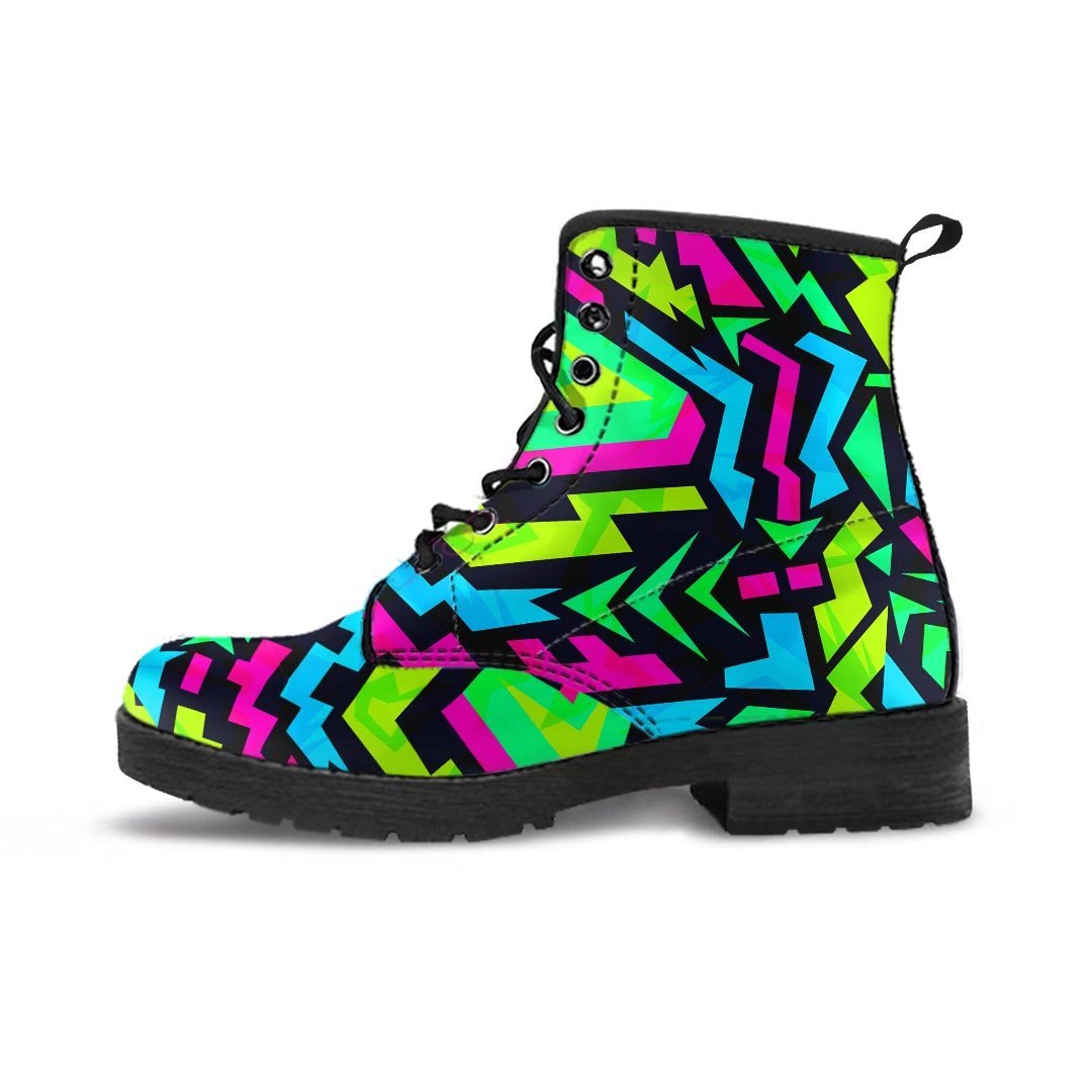 Abstract Graffiti Geometric Men's Boots-grizzshop