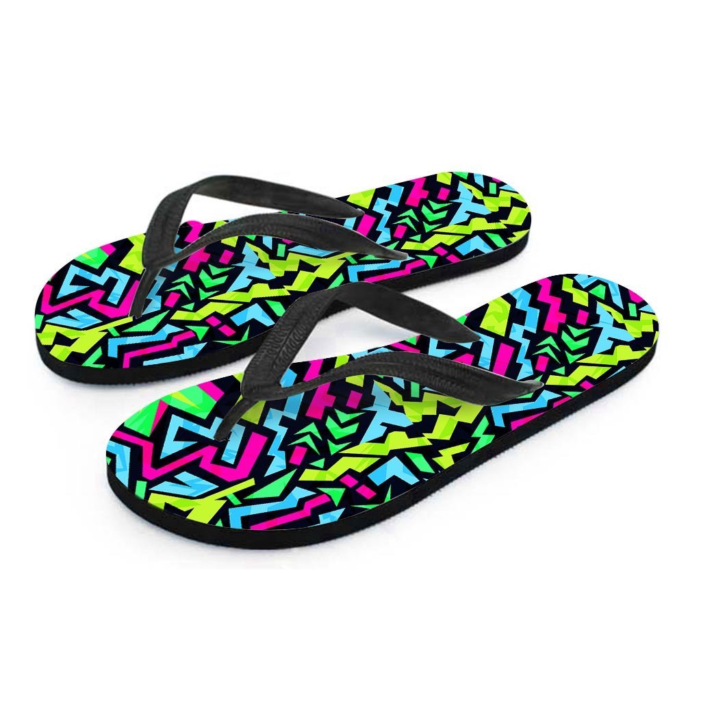 Abstract Graffiti Geometric Men's Flip Flops-grizzshop