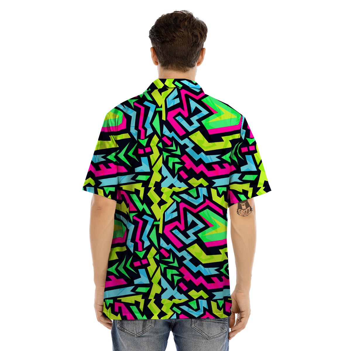 Abstract Graffiti Geometric Men’s Hawaiian Shirt-grizzshop