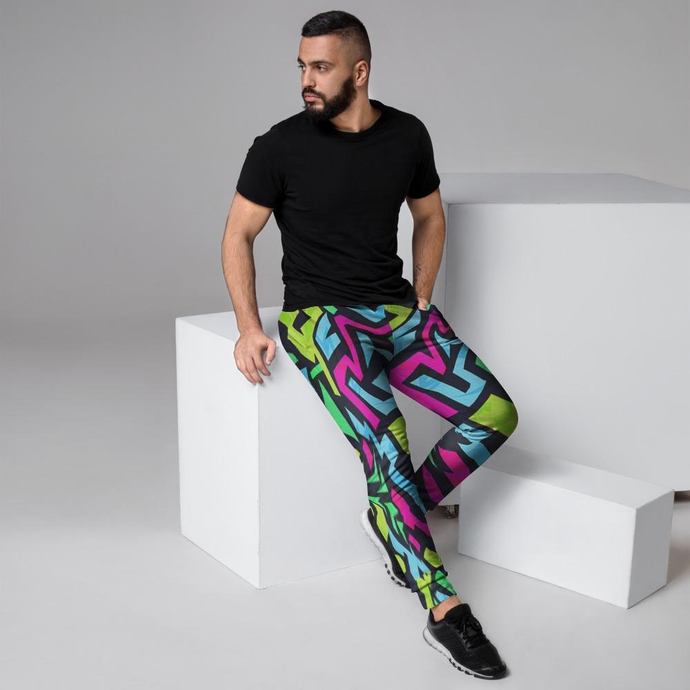 Abstract Graffiti Geometric Men's Joggers-grizzshop