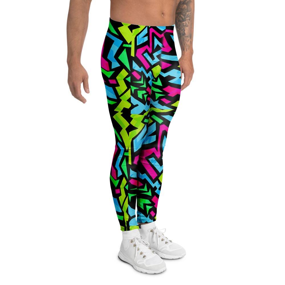 Abstract Graffiti Geometric Men's Leggings-grizzshop