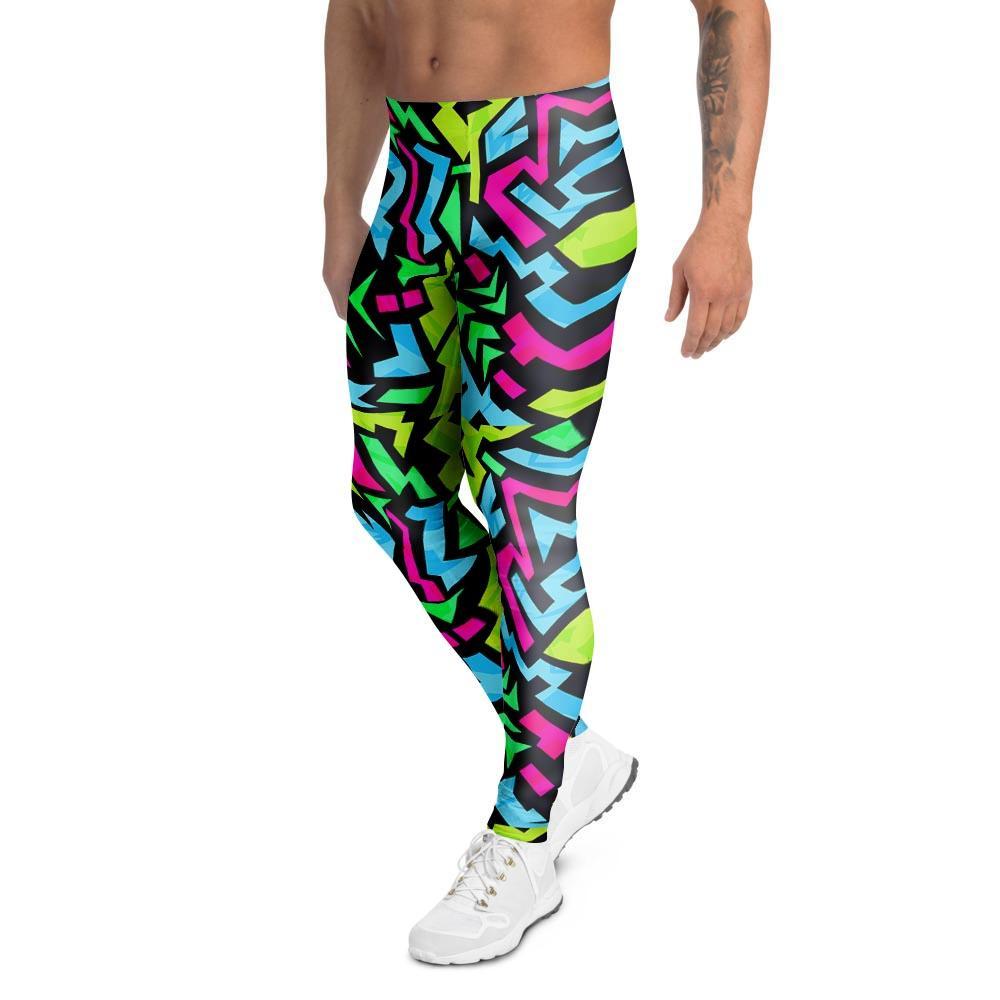 Abstract Graffiti Geometric Men's Leggings-grizzshop